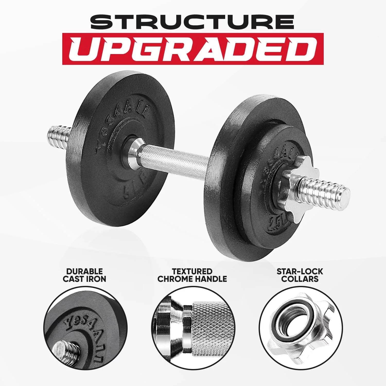Yes4All 50 lbs Adjustable Dumbbell Weight Set For Home Gym, Cast Iron Dumbbell, Pair