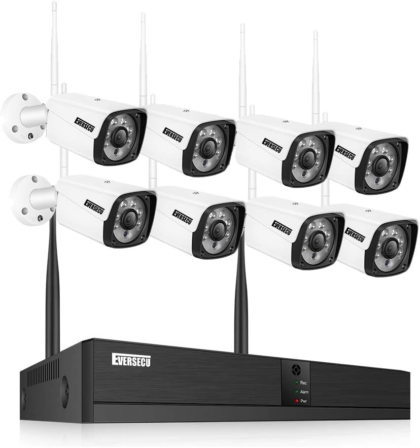 [8CH Expandable] 2K 3MP Home Security Cameras System with 12 Inch Monitor & NVR Combo Surveillance Kits with 1TB HDD, 8 Channel Cameras CCTV System with 4Pcs Wireless Video 3.0MP IP Cameras,Free APP
