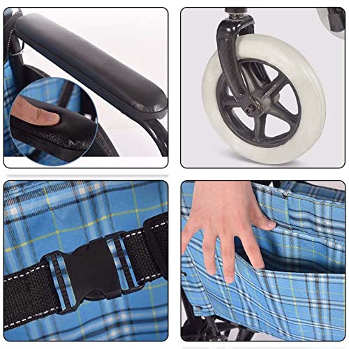 Extra-Wide Wheelchair, Heavy Duty Bariatric Wheelchair - Folding Transport Chair for Adults with Comfortable Full Arms and Swing-Away Footrests, 20" Wide Seat,418 Lbs Weight Capacity,Blue