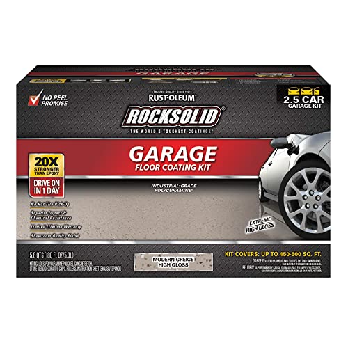 Rust-Oleum 293513 RockSolid Polycuramine Garage Floor Coating, 2.5 Car Kit, High Gloss Gray