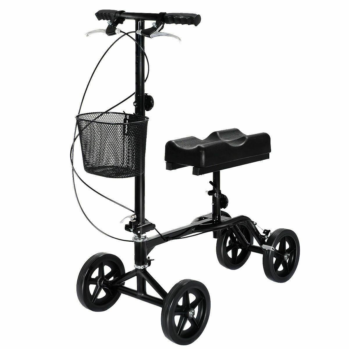 Giantex Steerable Foldable Knee Walker Scooter Turning Brake Basket Drive Cart Black