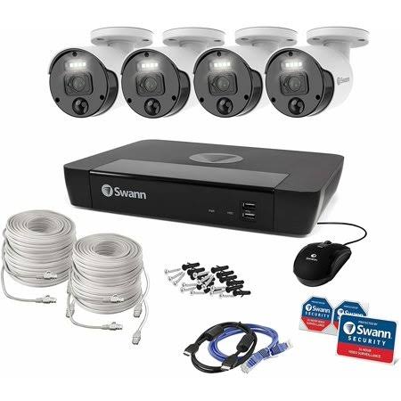 Swann Security Camera System CCTV, 4 Camera 8 Channels PoE NVR Master 4K Upscale Video Wired Surveillance, Indoor Outdoor, Night