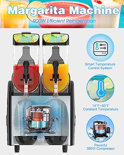 GSEICE Slushy Machines, Margarita Machine for Slushies Margaritas Daiquiris, 110V/60Hz Slushie Machine for Restaurants Bars Beer Barn Home Party Cafes
