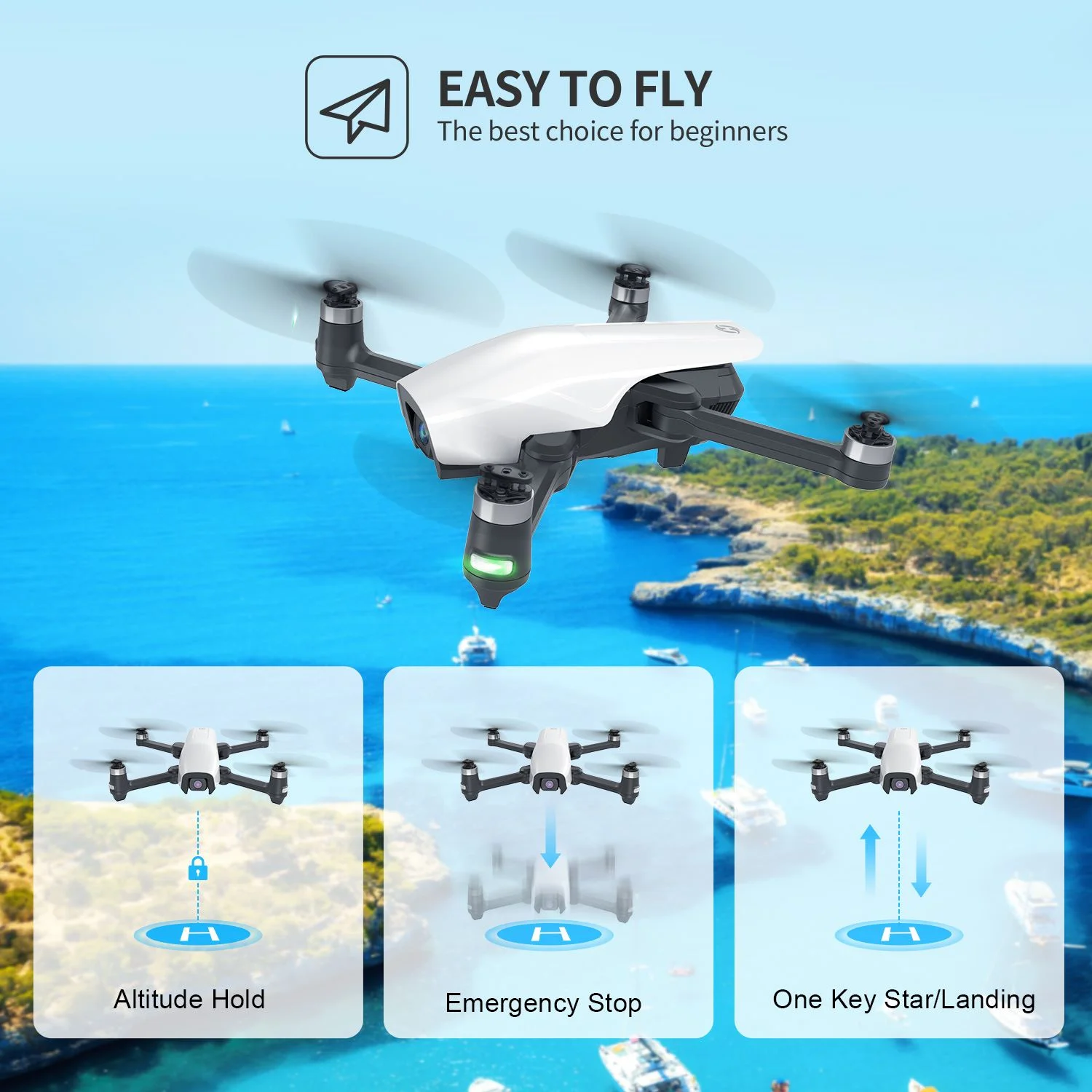 Holy Stone HS710 GPS Drone with 4K Camera for Adults Brushless Motor 50 Mins Flight Time Color White