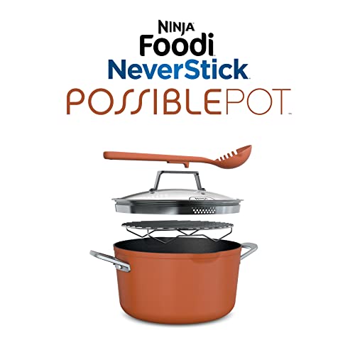 Ninja CW202GN Foodi NeverStick PossiblePot, Premium Set with 7-Quart Capacity Pot, Roasting Rack, Glass Lid & Integrated Spoon, Nonstick