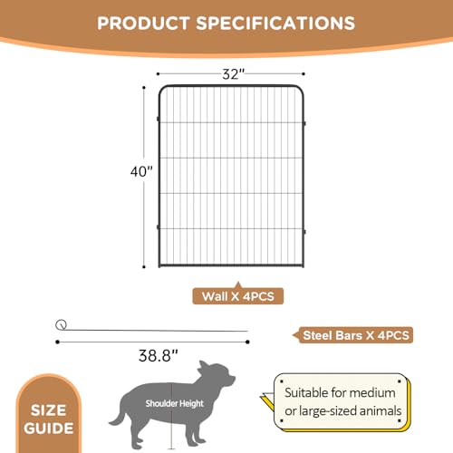 BestPet Dog Playpen Indoor 40 inch 16 Panels Metal Dog Pen Pet Dog Fence Outdoor Exercise Pen with Doors,Pet Puppy Playpen for RV Camping Yard, Black
