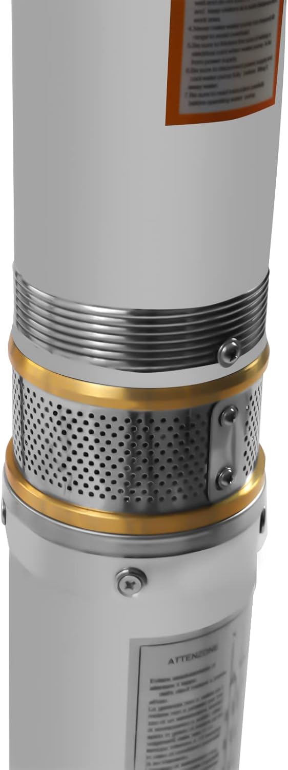 Deep Well Submersible Well Pump, 3.8" OD Pipe, 110V/60HZ 1.1KW 1.5HP, 1" Outlet Stainless Steel Submersible Bore Well Pump with Control Box for Industrial Irrigation Home Use