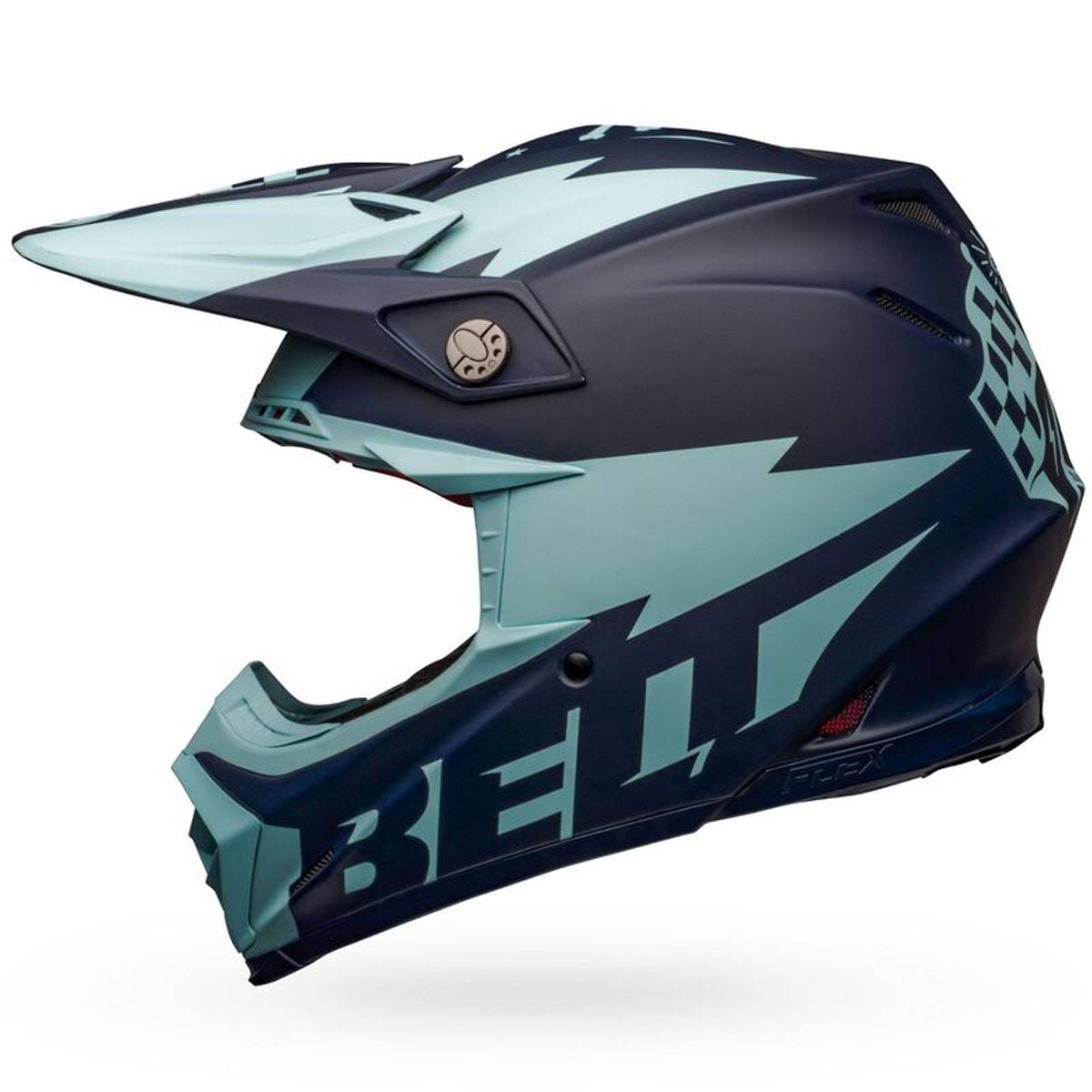 Bell Moto-9 Flex Breakaway Helmet Large Matte Navy/Light Blue