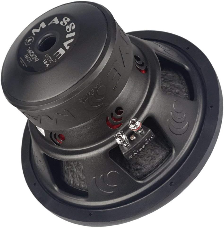 Massive Audio GTX124 – 12 Inch Car Audio Subwoofer, High Performance Subwoofer for Cars, Trucks, Jeeps - 12" Subwoofer 700 Watt RMS, 1400w MAX Dual 2 Ohm, 2.5 Inch Voice Coil. Sold Individually