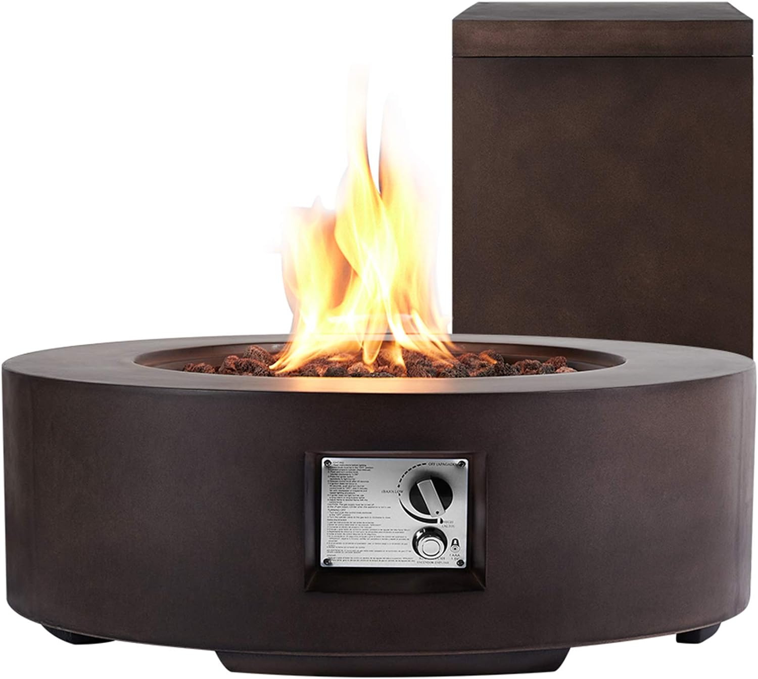 AVAWING 30in Outdoor Propane Fire Pit, 50,000 BTU Auto-Ignition Gas Fire Table w/ Weather-Resistant Pit Cover, Lava Rocks, CSA Certification