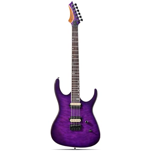 Leo Jaymz Electric Guitar Monsoon Series,Reverse Headstock,Mahogany Body,Roasted Maple Neck,Rosewood Fretboard,Locking Tuners,Rounded End Frets,AlnicoV Pickups,Fixed Bridge (Blue Flame)