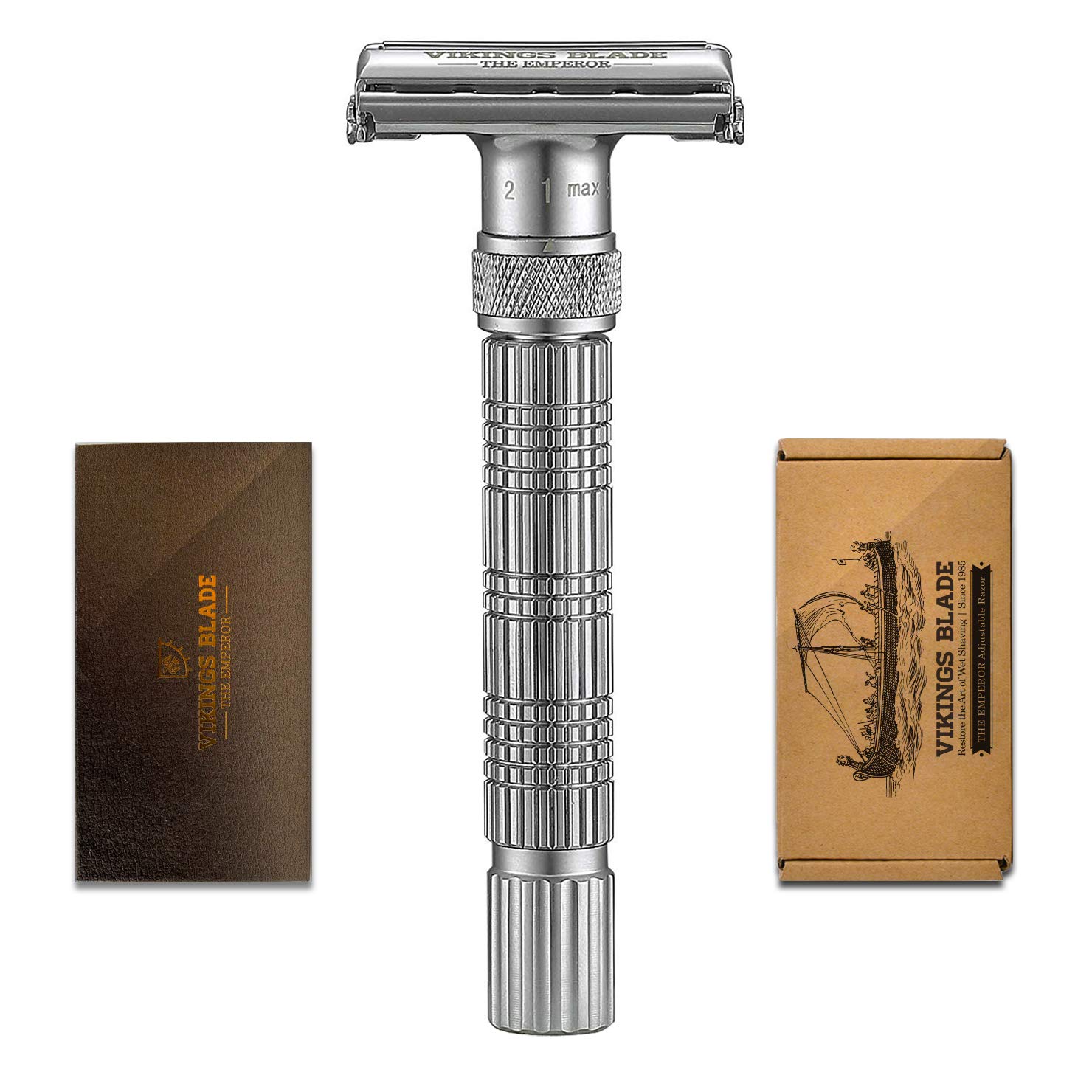 VIKINGS BLADE The Emperor Adjustable Safety Razor (Frosted Chrome) Pack of 2