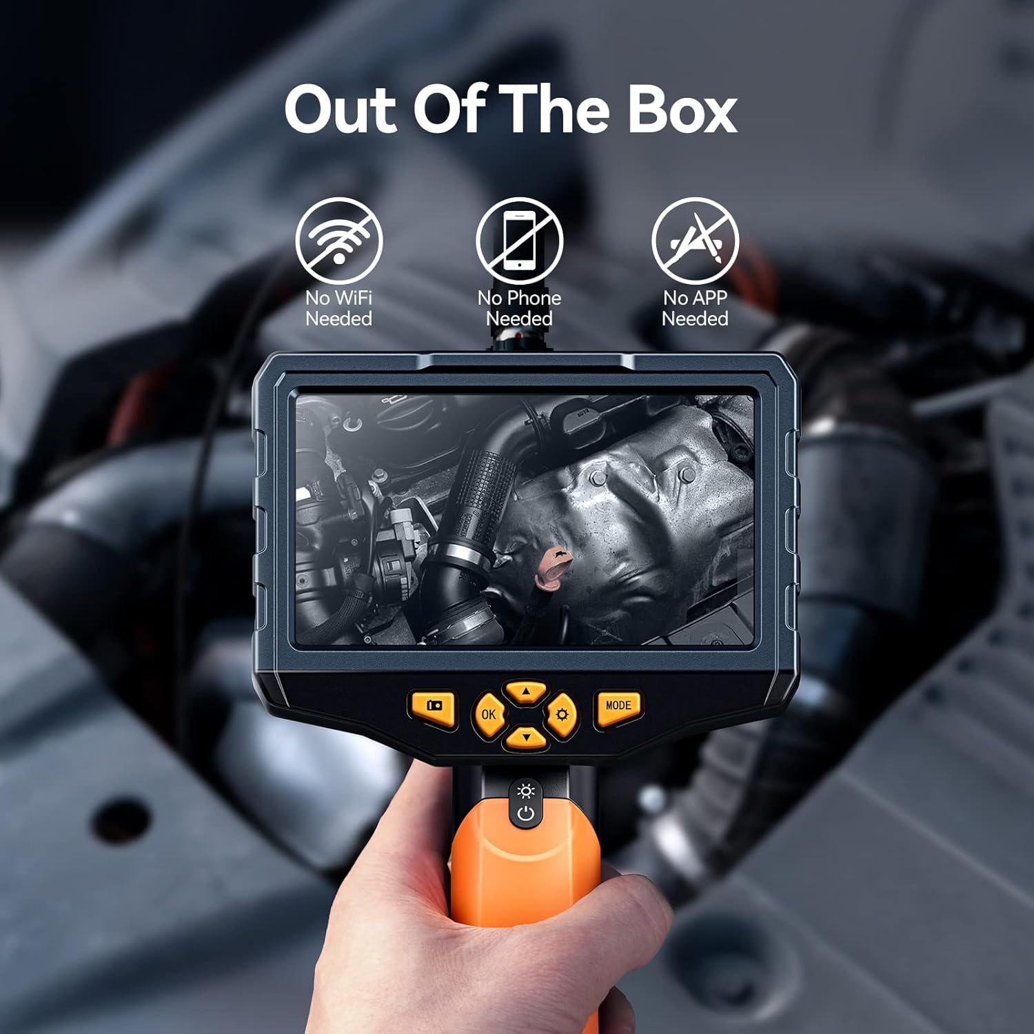 Teslong Industrial Endoscope with Screen, 0.21inch Handheld Borescope Inspection Camera with Waterproof Gooseneck Probe, 4.5inch IPS Display for Auto Sewer Drain Pipe HVAC Spark Plumbing (1m/3.2ft)