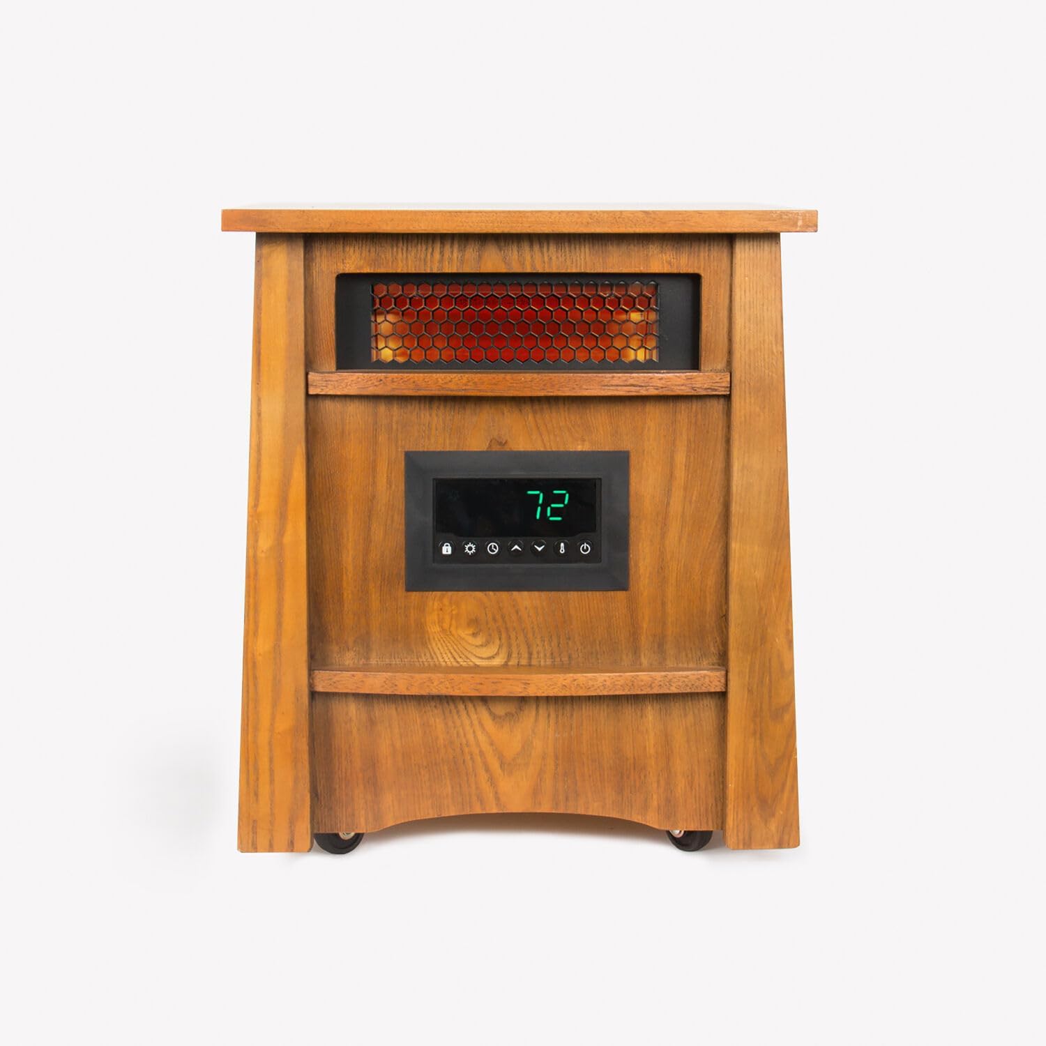 Lifesmart 8 Element Infrared Wood Cabinet Heater with Remote Control, Portable Infrared Cabinet Heater for Bedroom, Living Room, and Basement with Cool Touch Exterior Cabinet and Overheat Protection