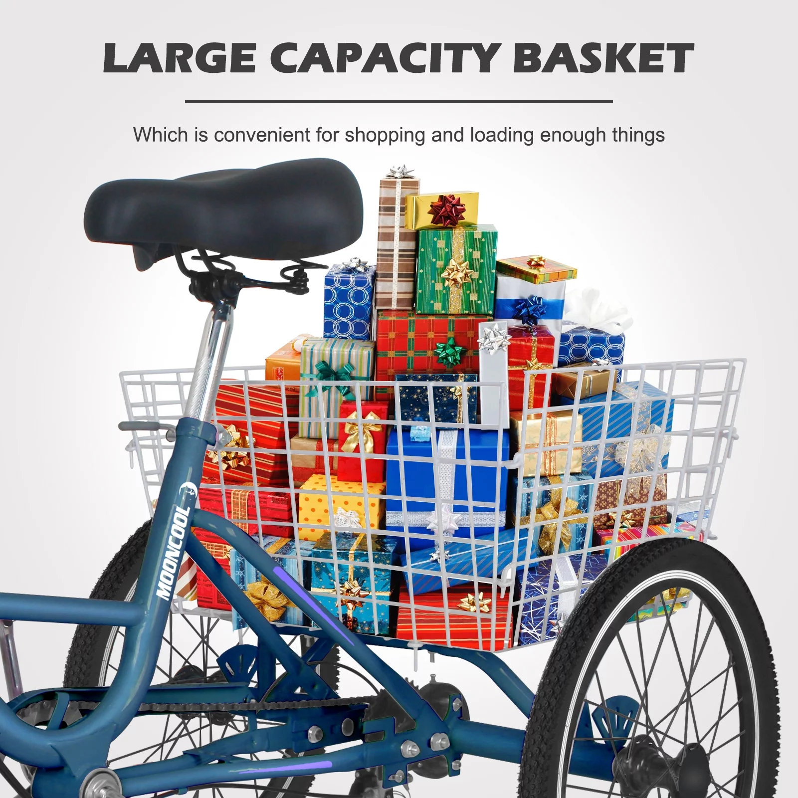 Lilypelle 24" Adult Tricycle Folding Tricycle 3 Wheel Bikes 7 Speed Trikes with Shopping Basket for Seniors Adult,Green