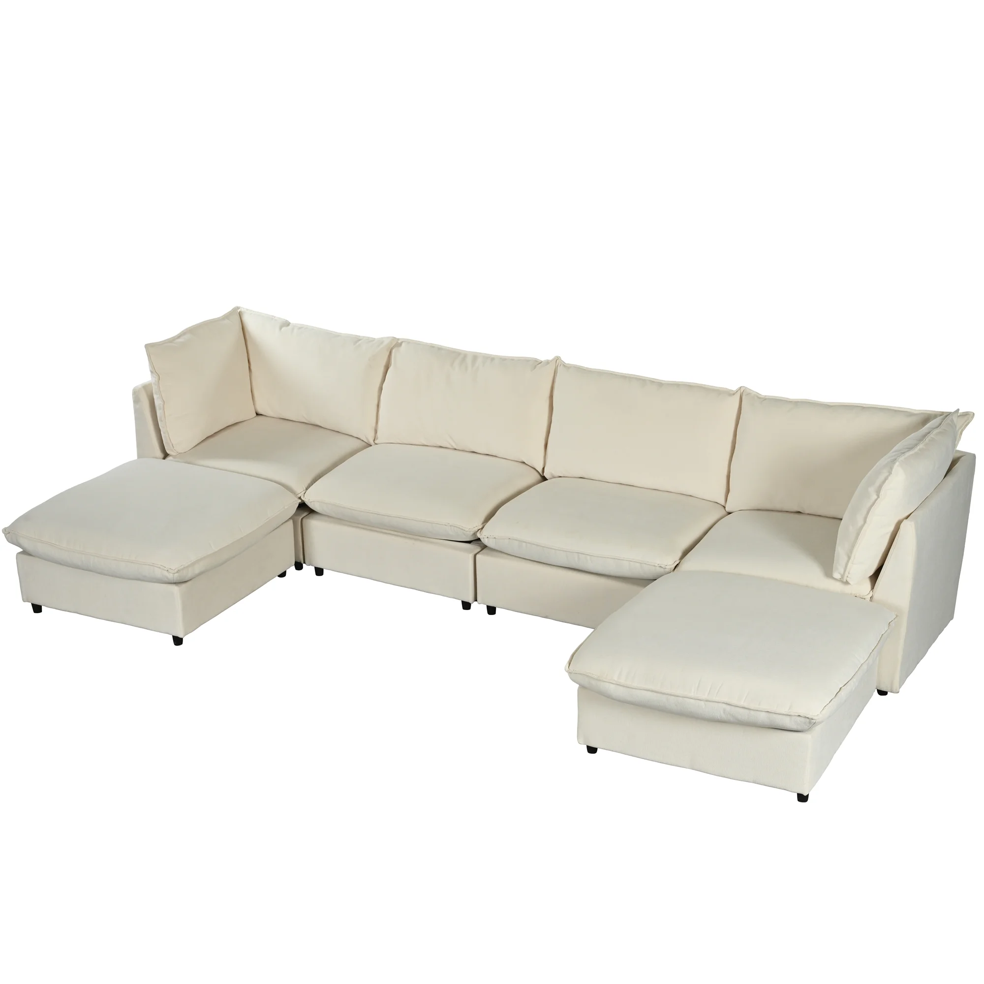 U_STYLE Modern Large U-Shape Sectional Sofa, 2 Large Chaise with Removable Ottomans for Living Room