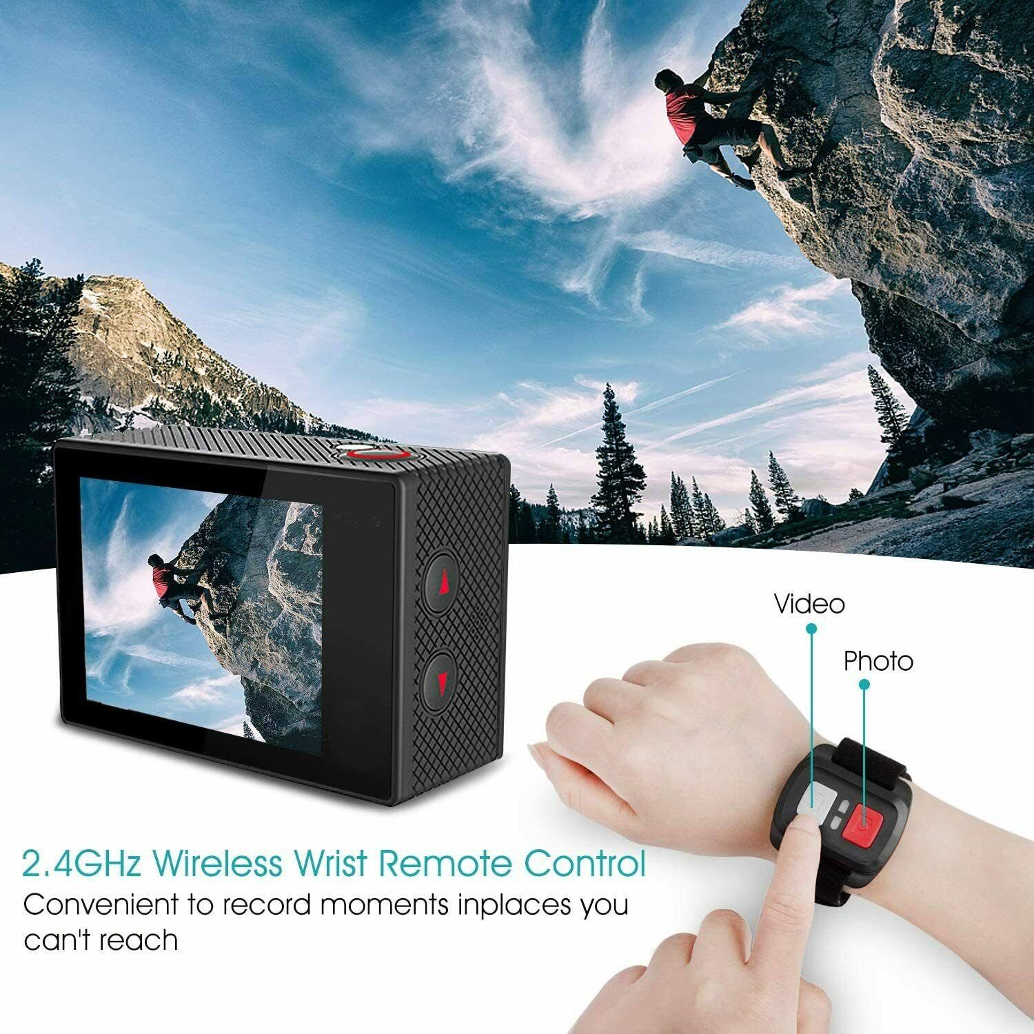 4K Action Camera 20MP Underwater Waterproof 40M 170°Wide-Angle WiFi.