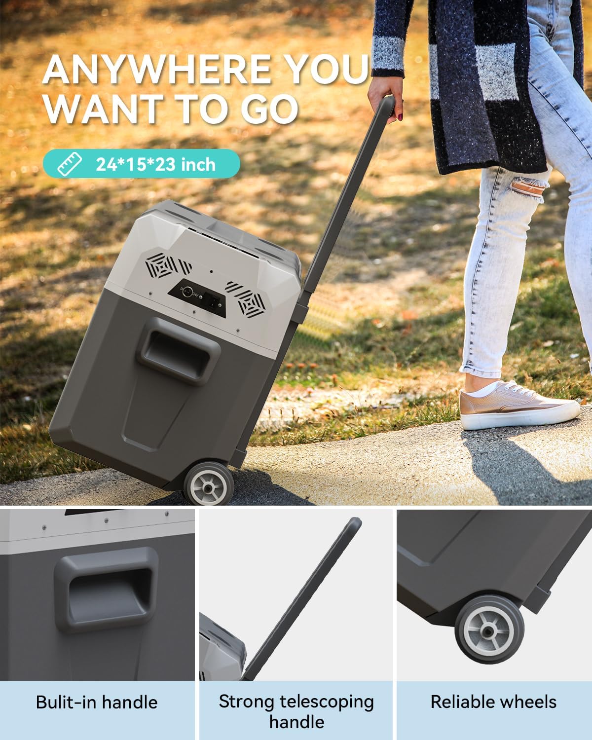 12 Volt Car Refrigerator, 53 Quart(50L) Portable Freezer Electric Cooler -4℉~68℉, Car Fridge 12/24V DC & 120-240V AC Portable Refrigerator, 12V Fridge for Car, Travel, Camping, Outdoor