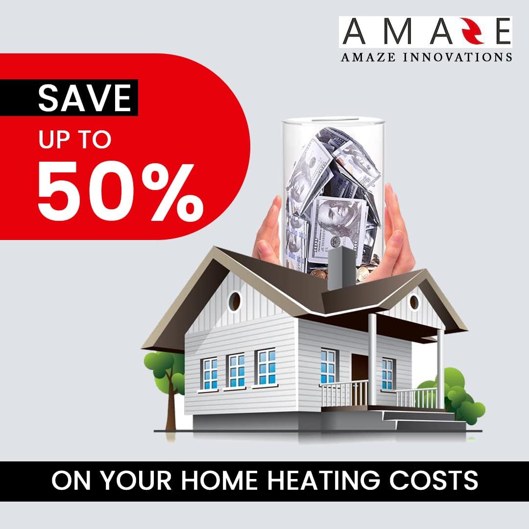Amaze Heater Maxi 600W Convection Wall Mount Space Heater Panel - Ideal for 200 Sq Ft Room - 600Watts/120V Electric Heater - AH600USMX
