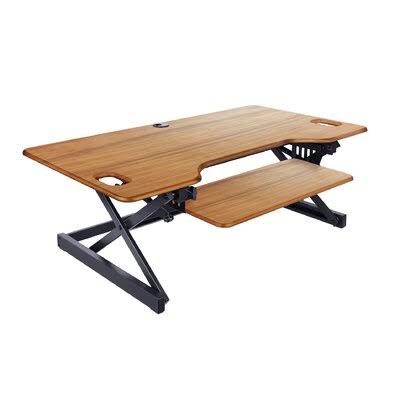 Rocelco Retractable Standing Desk Converter Bundle Symple Stuff Color (Top/Frame): Teak/Black