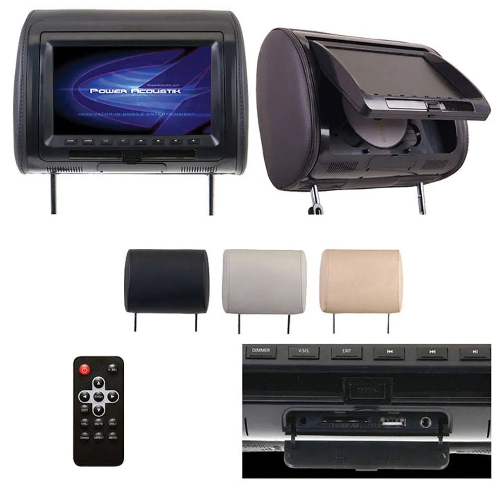 Power Acoustik HDVD91CC - 9x22 LCD Monitor Headrest - Built-In DVD Player