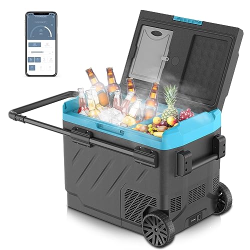 Renogy Car Refrigerator, Electric Cooler LG Powered Compressor Car Fridge, Dual Zone, App Control, Cooling from -4~68°F, Portable Freezer for Camping, RV, Fishing, Outdoor, Truck