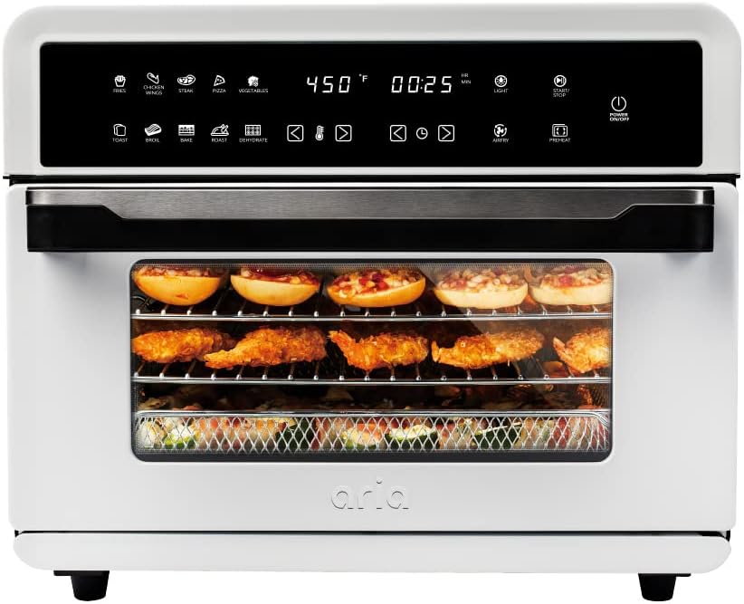 Aria Premium 30 Qt. Touchscreen Toaster Oven with Recipe Book, White/Black