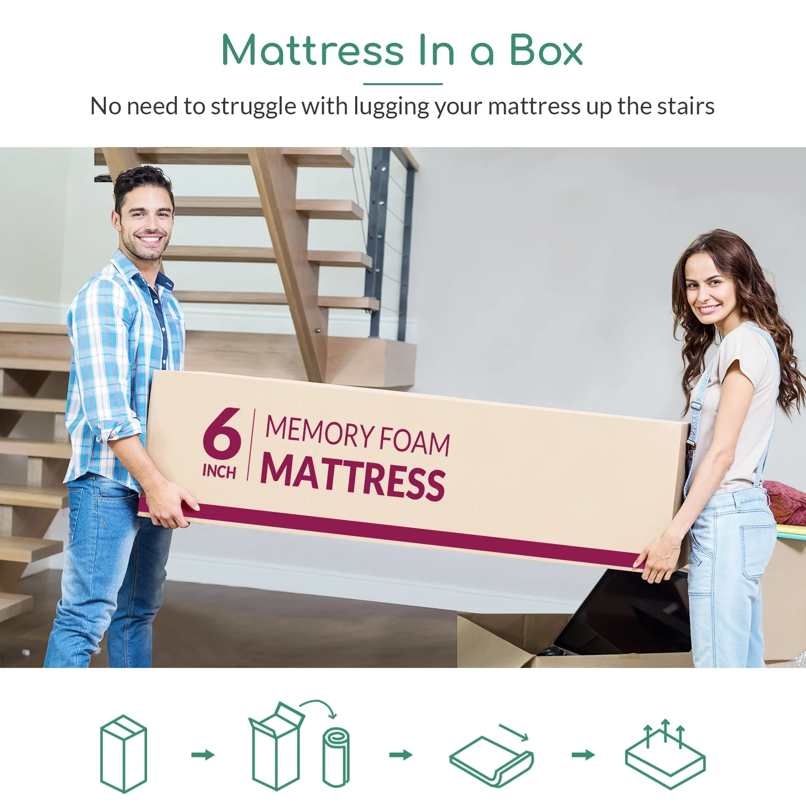 Twin Mattress, 6 inch Gel Memory Foam Mattress in a Box for Bunk Bed, Trundle Bed, Medium Feeling Bed Mattress for Pressure Relieving, Motion Isolation, Made in USA