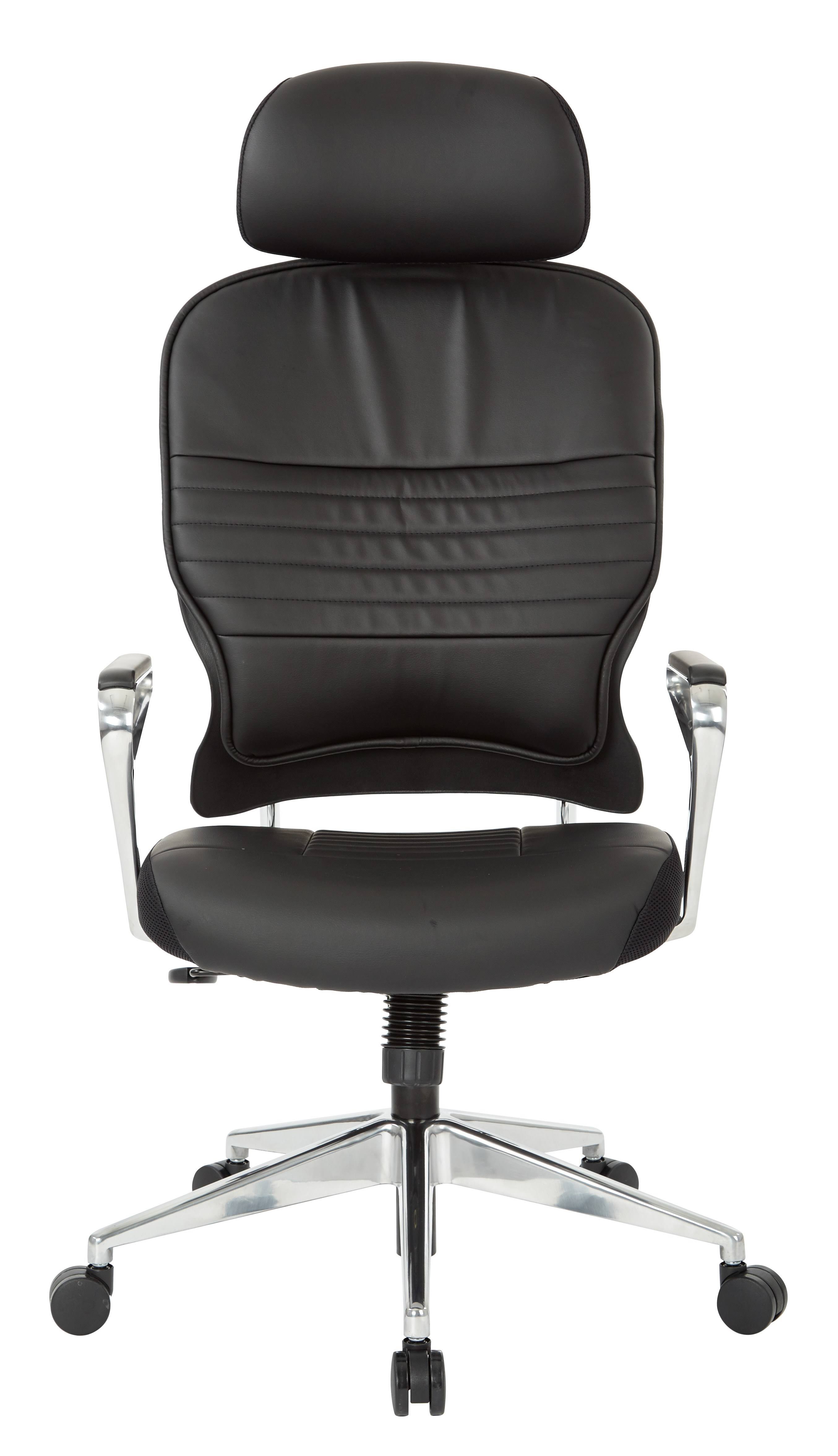 Space Seating 32-E33P91A7HL Bonded Leather Managers Chair with Headrest - Black