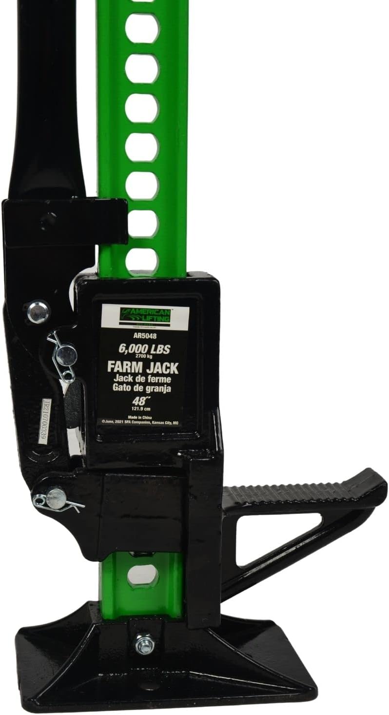 American Lifting 48-Inch Farm Jack - Heavy Duty Offroad with 3 Ton (6,000 Lbs) Capacity and Ratcheting Design - High Lift Jacks for Tractor Truck Jeep SUV Off-Road UTV and ATV,AR5048