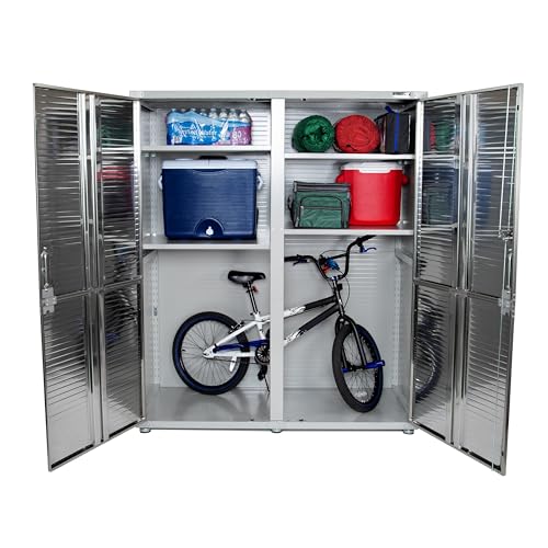 Seville Classics UltraHD Solid Steel Lockable Metal Storage Cabinet Locker Organizer, w/Adjustable Shelves for Garage, Warehouse, Office, Classroom, Granite, 48" W x 24" D x 72" H