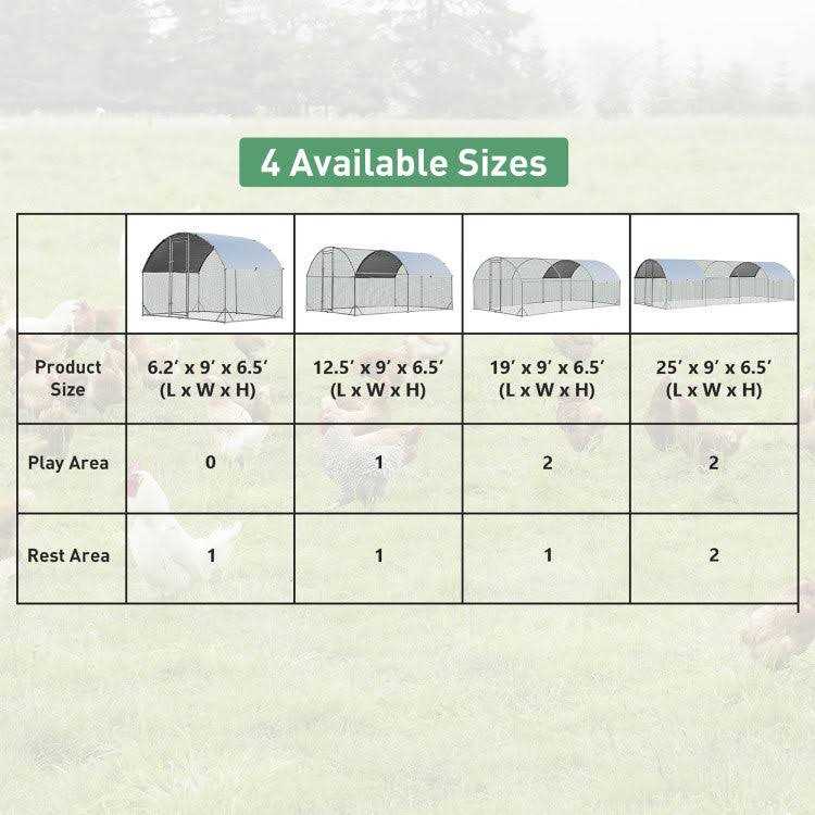 6.2/12.5/19 Feet Lockable Large Metal Chicken Coop Outdoor Dome Cage with Waterproof Cover - Pet Supplies online store