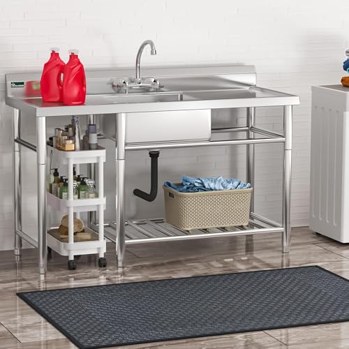 YITAHOME Freestanding Stainless-Steel Single Bowl NSF Commercial Sink Kitchen Sink Station for Restaurant Garage Indoor Outdoor 29in