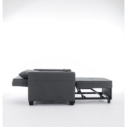3-in-1 Sofa Bed Chair, Convertible Sleeper Chair Bed with 2 Cupholders & Adjust Backrest, Chaise Lounge Chair,Single Bed,Modern Chair Bed Sleeper for Living Room/Office/Small Apartment (Light Gray)