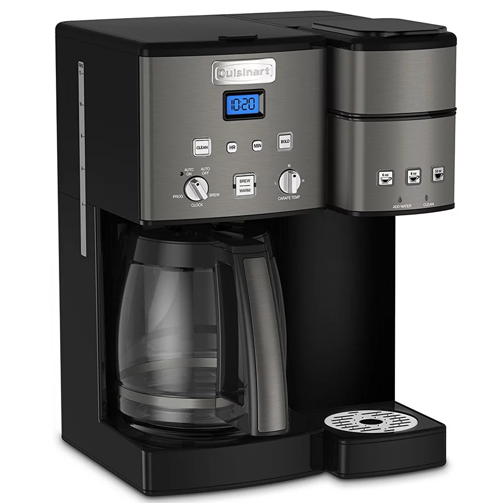 Cuisinart SS-15BKSP1 12 Cup Coffeemaker and Single Serve Brewer Bundle with Deco Essentials Stainless Steel Ice Cubes with Storage Case Reusable 4 Pack