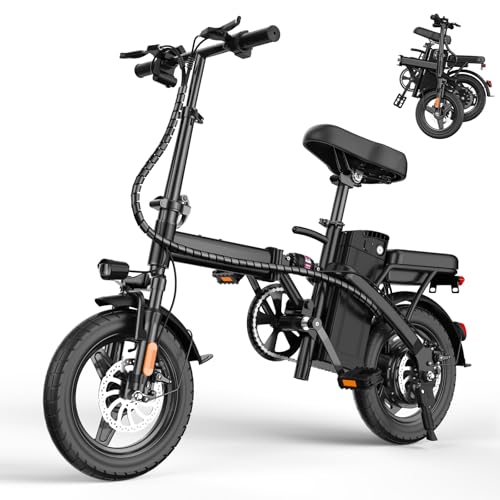 E14 Electric Bike for Adults 500W Motor, Folding Ebike 14" Adults Electric Bicycles, 48V 13Ah Removable Battery UL 2849 Certified, 25 Miles PAS Range