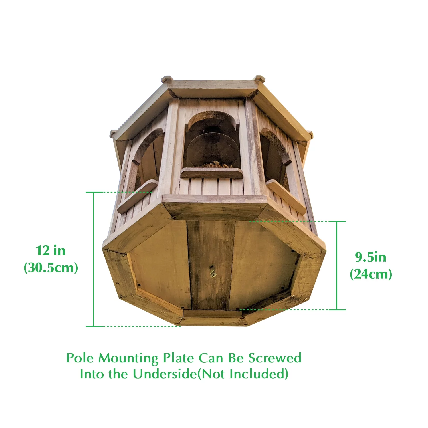 Deluxe Gazebo Bird Feeder, Solid Wood Wild Bird Feeder, Hanging Birdfeeder For Outdoors, 15 in Diameter