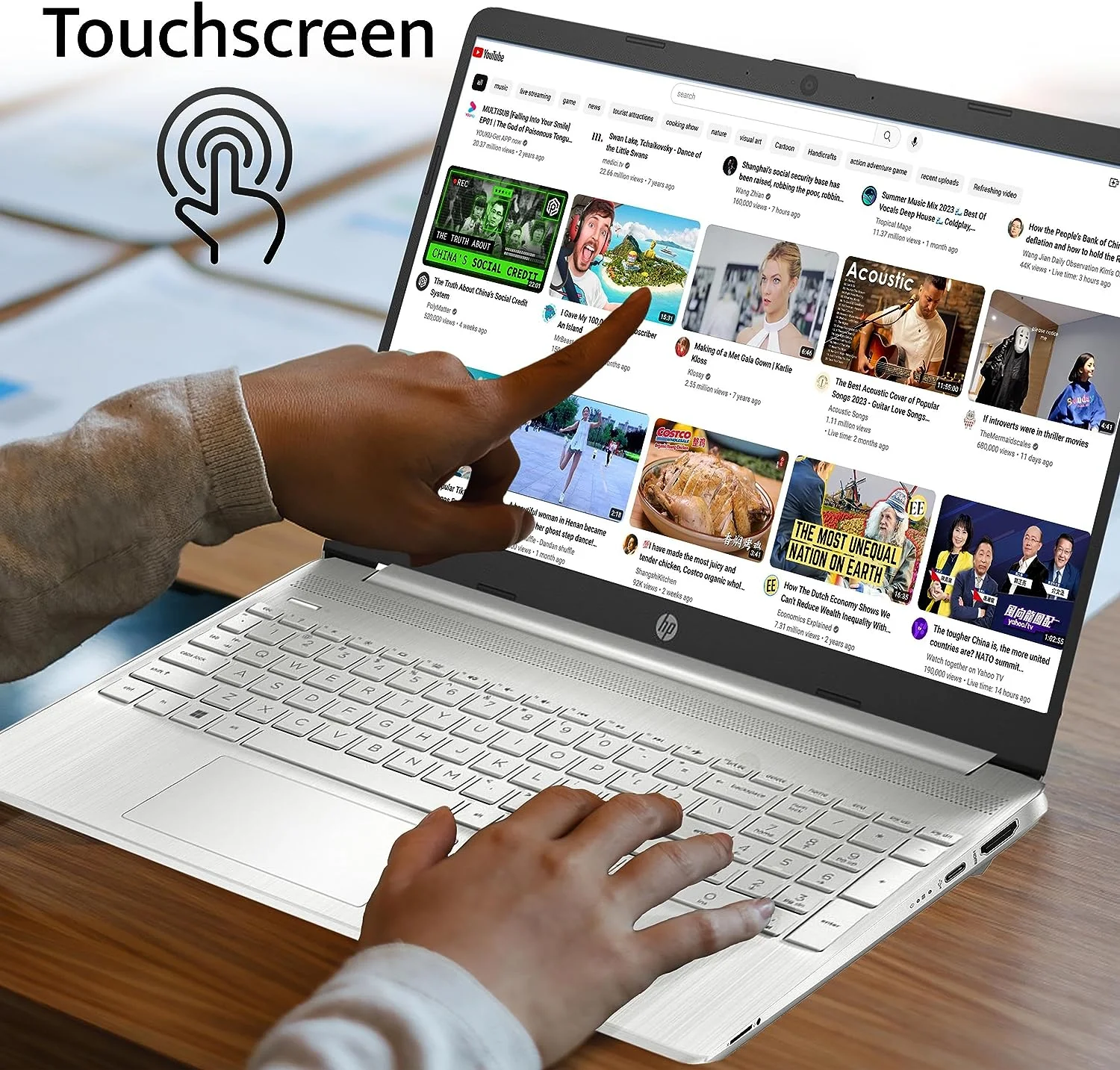 HP Touchscreen Laptop, 15.6" FHD IPS Laptop, 11th Gen Intel Core i7-1165G7 Processor, 64GB DDR4 RAM, 2TB SSD, Intel Iris Xe Graphics, 720p HD Webcam, Windows 11, with 32GB Hotface USB Card