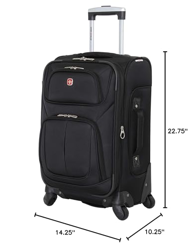 SwissGear Sion Softside Expandable Luggage, Black, Checked-Large 29-Inch
