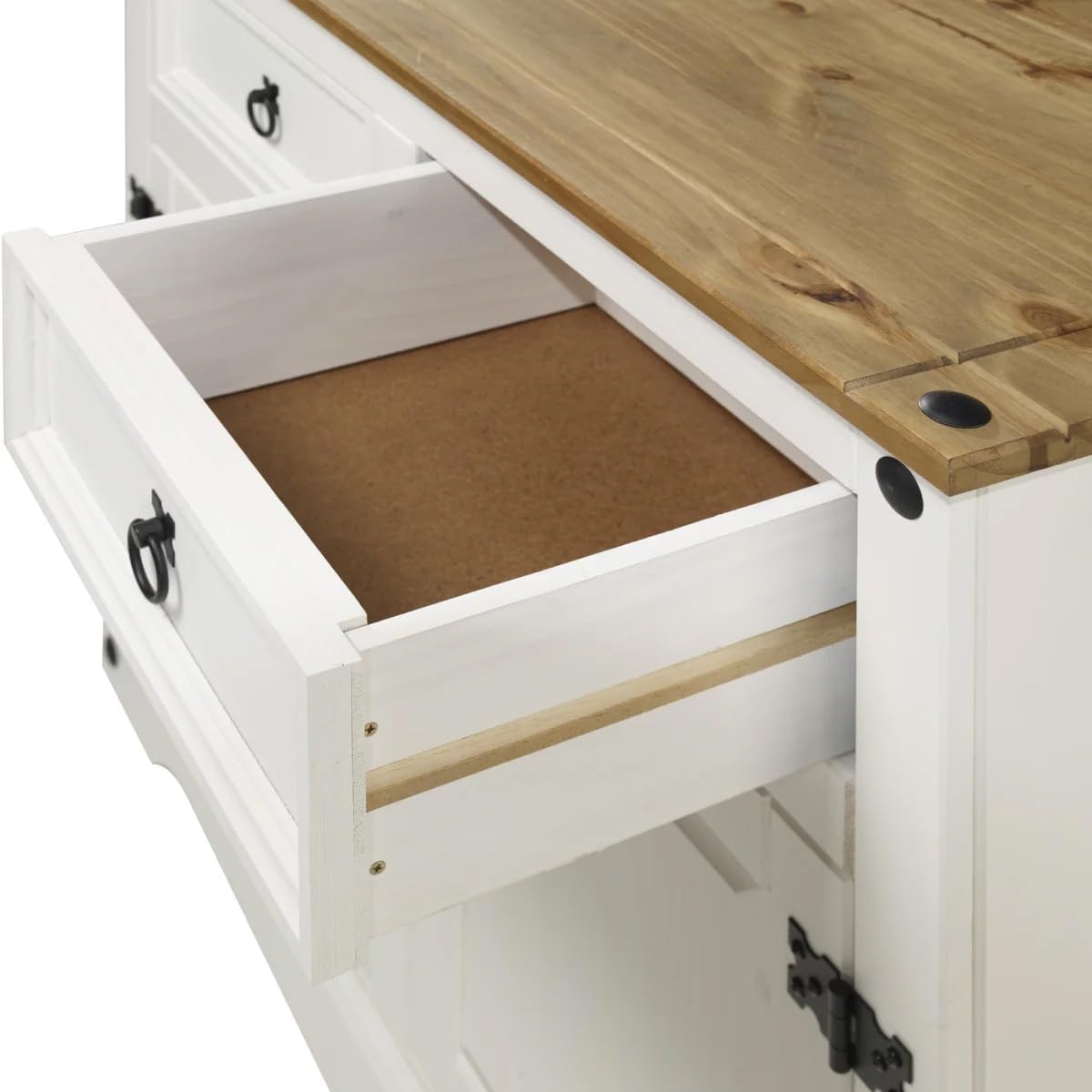 American Furniture Classics Cottage Series Wood Buffet Sideboard, White Distressed