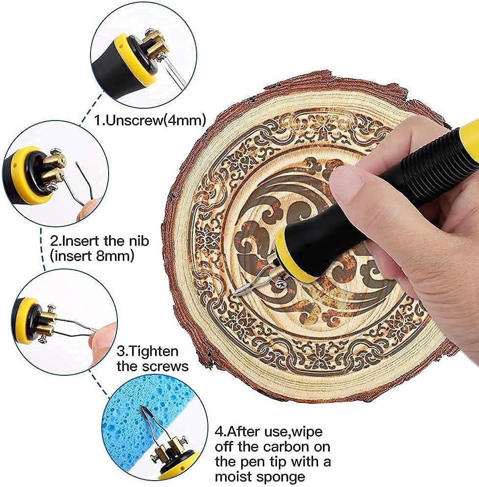 ViiArt Wood Burning Kit Professional Digital Adjustable Wood Leather Pyrography Machine Kit Wood Burner Tool 24 Wire Tips(Single Pen)