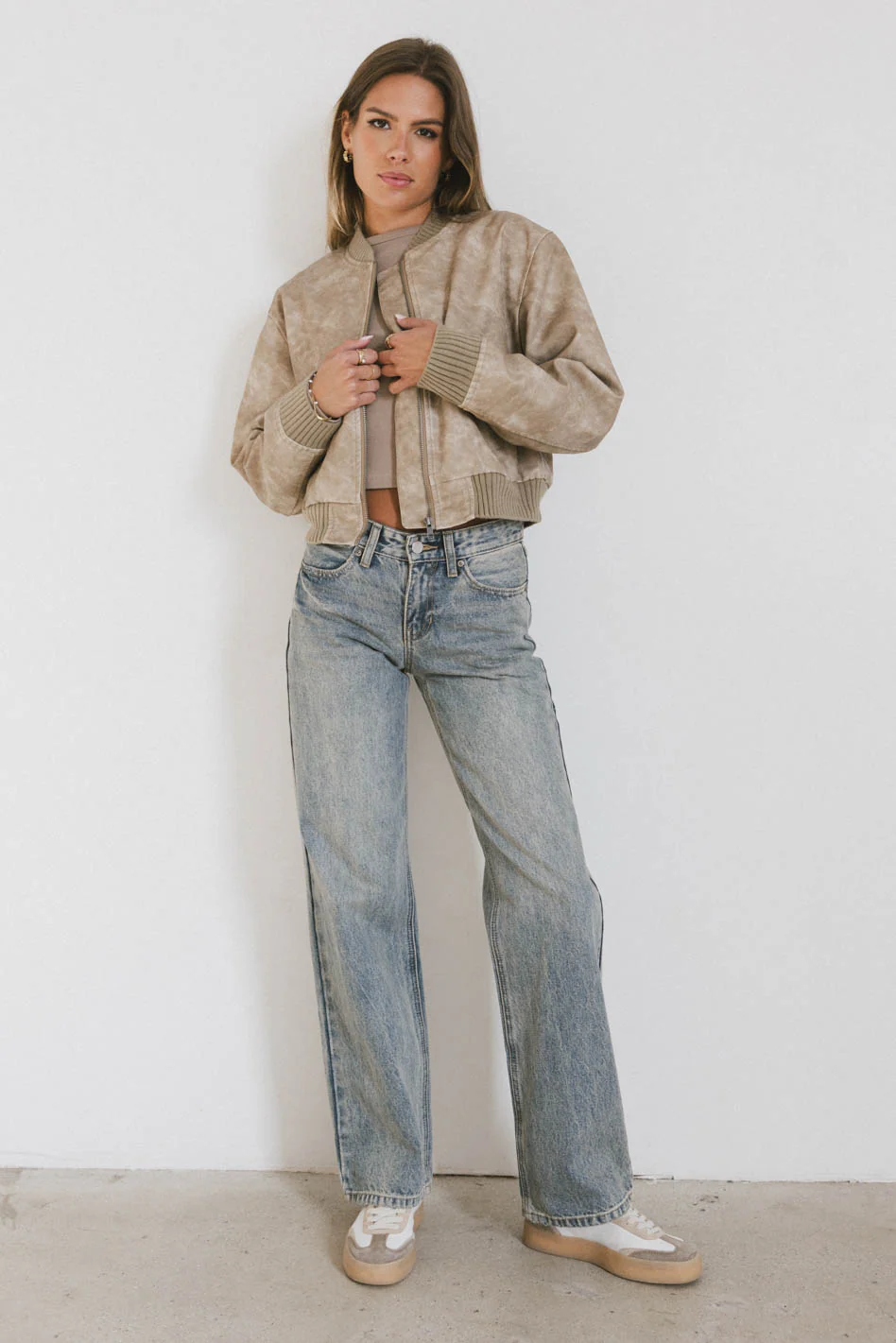 Clarissa Bomber Jacket in Tan - FINAL SALE