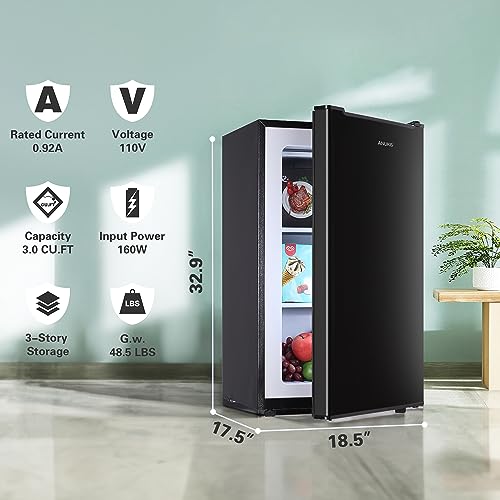 Anukis 3.0 Cu.ft Compact Upright Freezer, Mini Freezer with Removable Shelves For Home Apartment Office Basement or Dorms