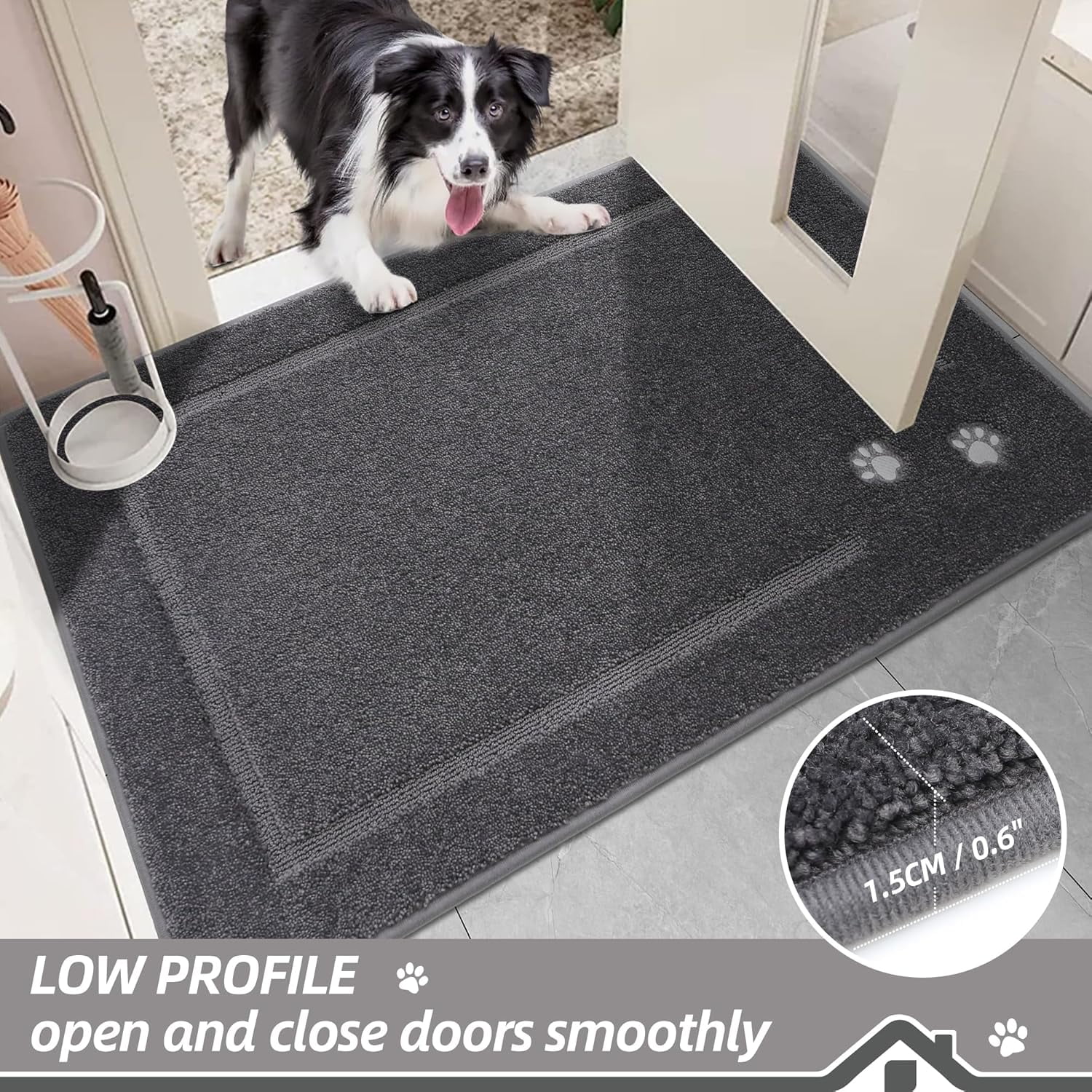 Dog Door Mat for Muddy Paws 36"x60" Dirt Trapper Absorbent Doormat Non Slip Entryway Rugs Washable Stain Resistant Welcome Floor Mat Soft Low-Profile for Front Back Door, Brown