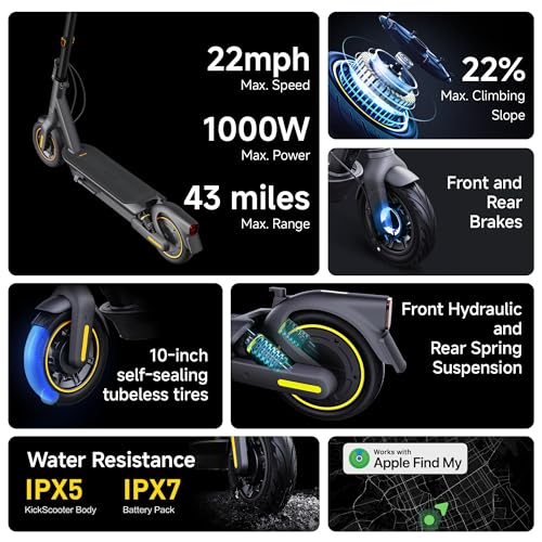 Segway Ninebot MAX Electric Kick Scooter w/Powerful Motor, Long Miles Range, 18.6 & 22mph Top Speed, Dual Suspension (MAX G2 Only), Scooter for Adults UL-2271 2272 Certified