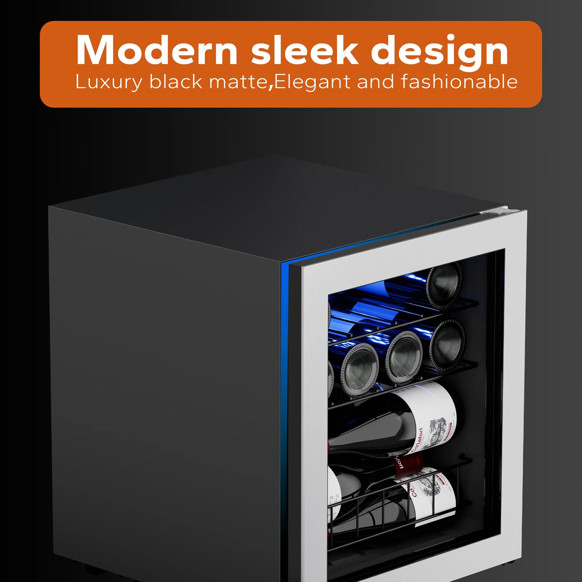 Ca'Lefort Wine Refrigerator Cooler，12 Bottle Mini Wine Fridge Freestanding Wine Cellar with Glass Door