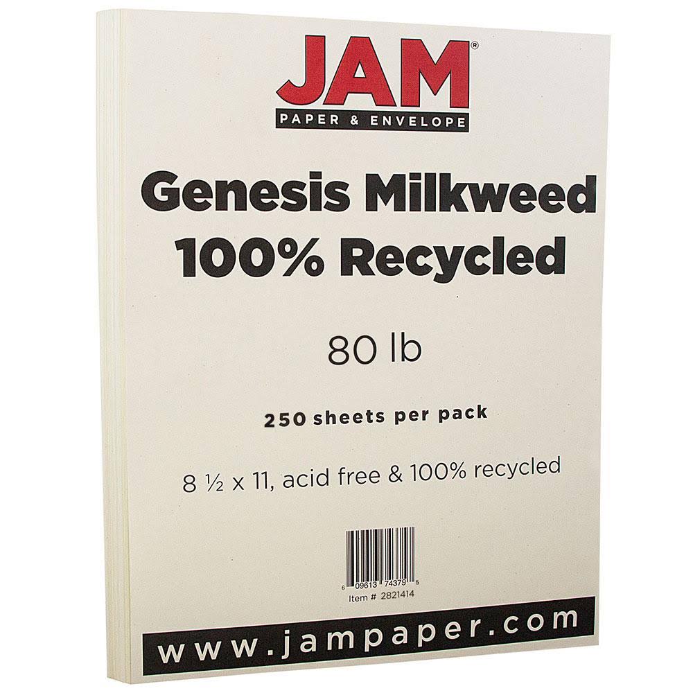 Jam Paper Recycled Cardstock - 8.5 x 11 - 80lb Milkweed Genesis - 250/Pack