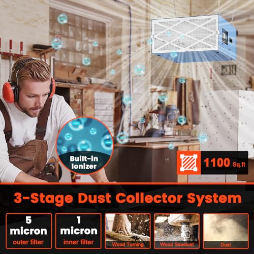 Abestorm Air Filtration System 3-Speed Remote-Controlled (650CFM/850CFM/1100CFM) Built-in Ionizer