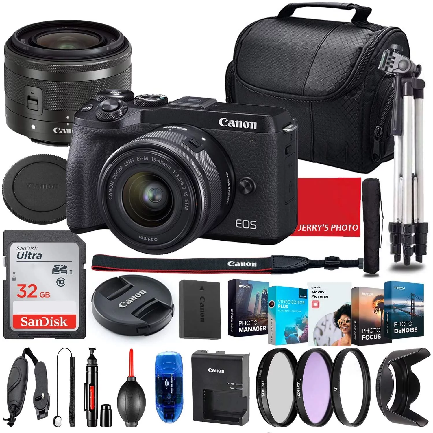 Canon EOS M6 Mark II Mirrorless Camera with 15-45mm Lens (Black) + Accessory Bundle - Curated Treasures Market