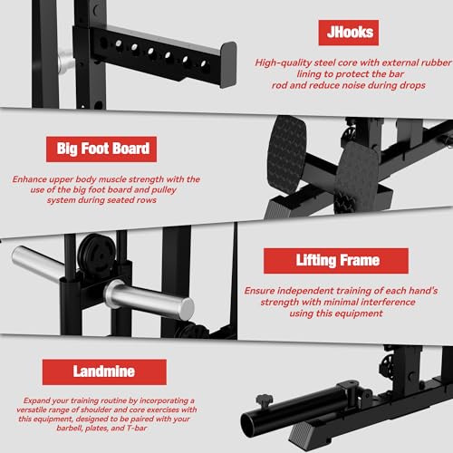 Waxman Smith Machine with Cable Crossover System, Multi - Function Squat Rack Power Cage for Home Gym & Power Rack Packages